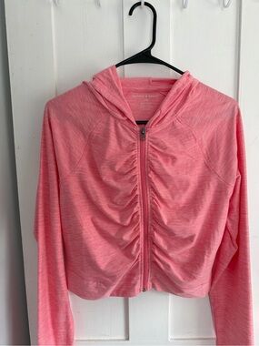 Harmony & Balance Pink Ruched Zip Hoodie